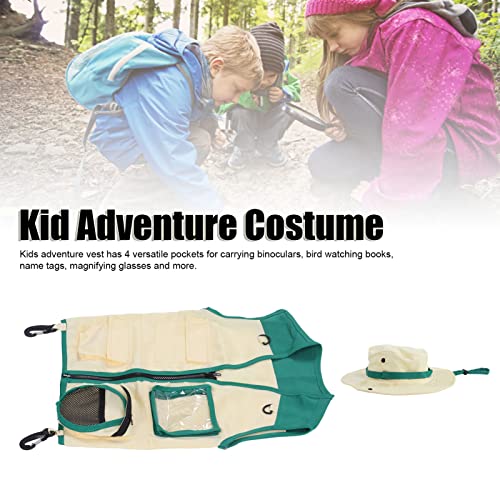 Kit de Aventura ao Ar Livre Conjunto de Chapéu Colete Infantil Colete de Aventura para Cosplay Campi