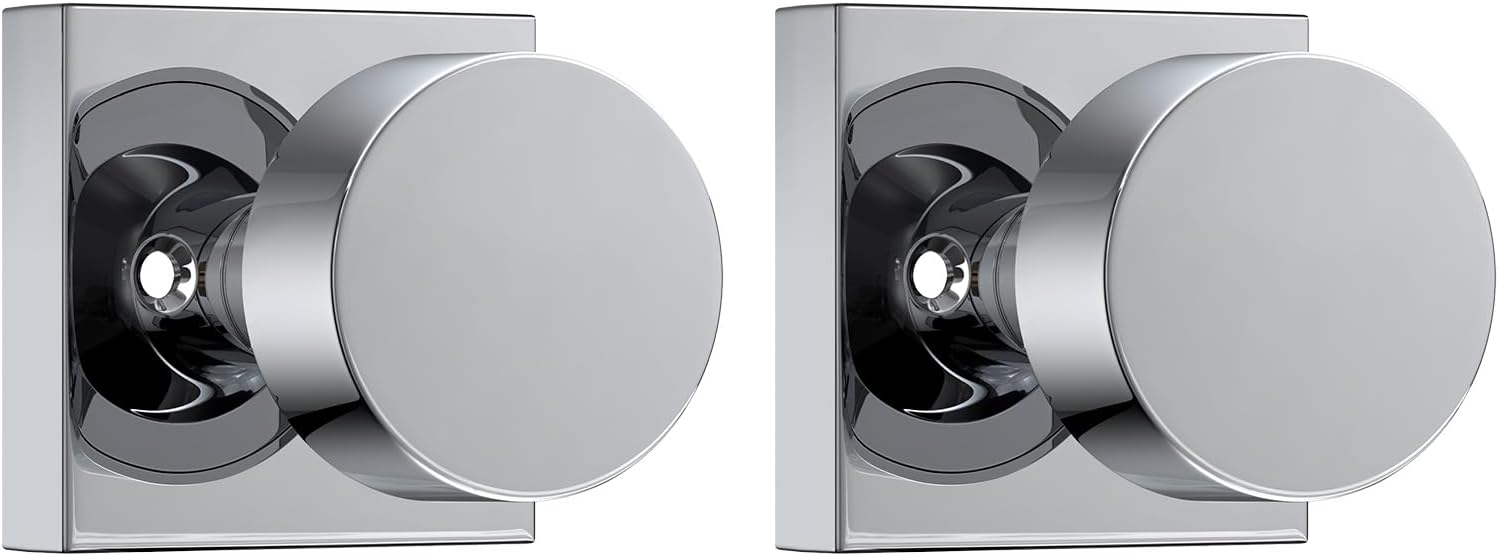 Haidms Polished Chrome Dummy Door Knob, Half Polished Chrome No-Turning Dummy Knob for Closet Doors, Zinc-Alloy Single-Sided Door Locks (2 Pieces/1 Pair)
