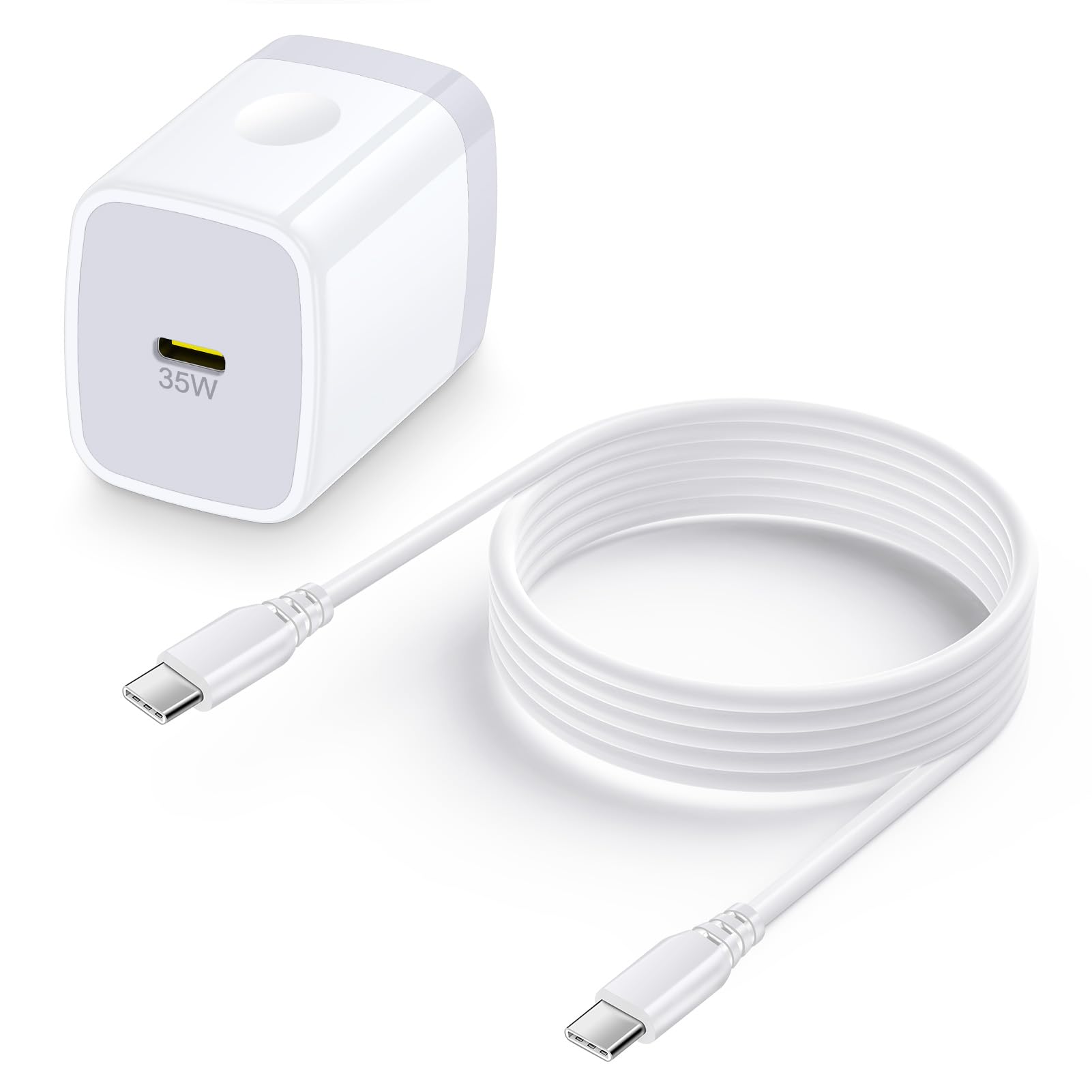 Hootek ACアダプター Type-C 35W USB-C 電源アダプタ + 60W タイプC ケーブル*1.5M GaN採用/PPS&PD3.0対応/PSE認証 iPhone17 急速充電器 USB コンセント タイプC アダプタ スマホ 充電器 MacBook、iPad、iPhone、Galaxy、Pixel、Xperia、Androidその他各種TypeC 機器対応(ホワイト)