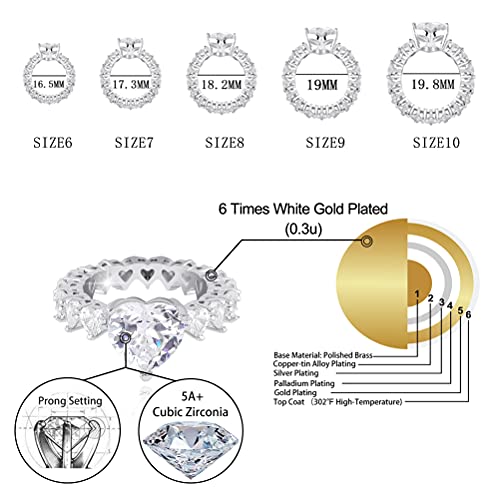 TOPGRILLZ Pink Heart Baguette Rings 14K Gold Silver Plated 5A+ Cubic Zirconia Iced Out Bling Promise Wedding Band Love Rings For Women Fashion2