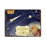 Space Launch Earth Satellite 1957 Moon Space Rocket Vintage Russian USSR Vintage Art Coffee Bar Signs Home Decor 1958 Soviet Space Program 8x12 Inch