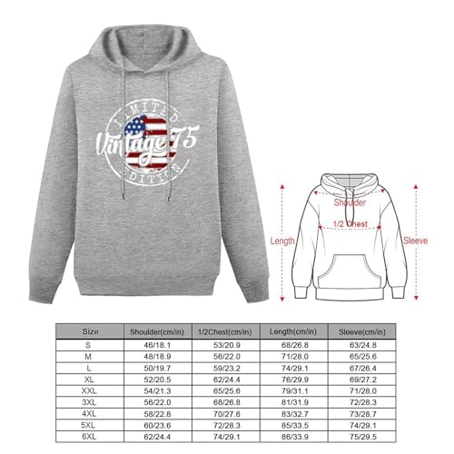 Vintage 1975 Hoodie for Men Print on Demand Hoodie Bold Print Weekend Casual Wear Seasonal2