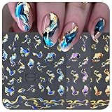 Cosblisvia 3D Stickers à Ongles, 6 Feuilles Marbre Géométrie Nail Art, Alternative aux Autocollants pour Femmes, Professionnels pour Usage Domestique, Style de Fête (Bleu Abstrait)
