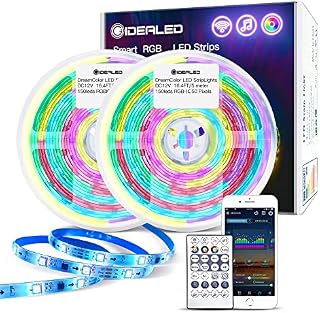 GIDEALED 32.8ft Smart WiFi Addressable RGB DreamColor LED Strip Lights Ambiance Kit Work with Alexa/Google Assistant,APP/Voice Control 300 LEDs Bluetooth RGB Alexa LED Strip Colour Changed,Sync Music