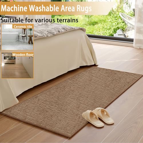 Kitchen Mats for Floor 2 Piece Washable Rugs Non Slip Kitchen Rug Sets, Absorbent Corner L Shaped Rug Runner Non Slip Kitchen Mat Set for Shower, Bathroom, Indoor Door (Khaki Rug, 31“×20“+51“×20“) by HPSTZNB - Image 8