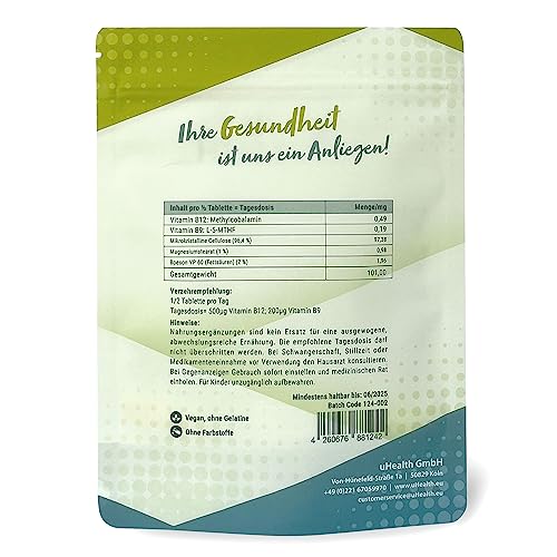 VITAMIN B12 + VITAMIN B9; METHYLCOBALAMIN 500µg + METHYLFOLAT 200µg; (1/2 Tablette pro Tag) (1)