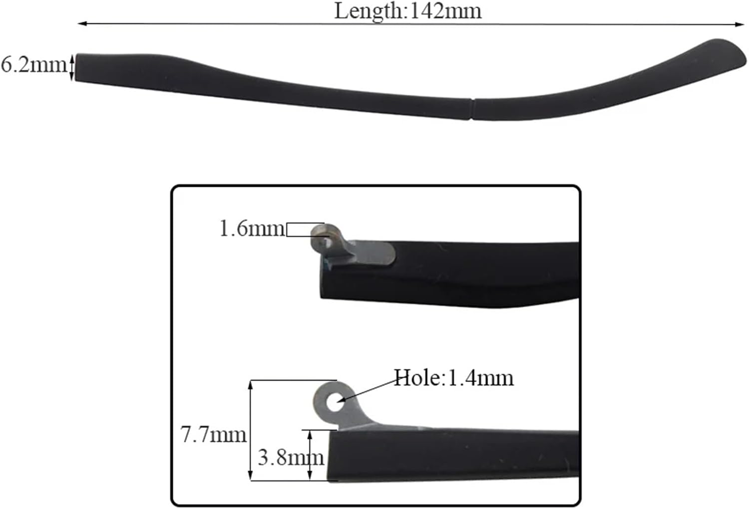 10pairs 1.6mm Thick Eyeglasses Leg Eyewear Temple For Repair Accessories(Black Blue)