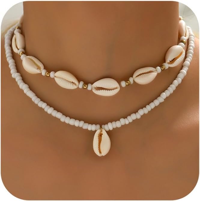 Handmade Sea Shell Necklace for Women Summer Adjustable Natural Shell Collar Necklace
