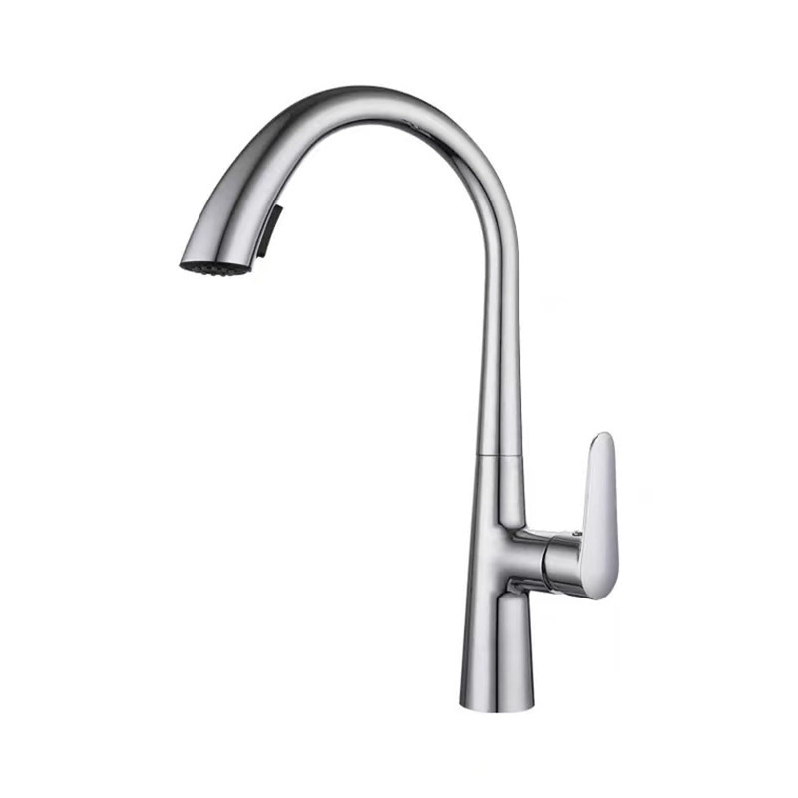Fanjubei Brushed Color Kitchen 304 Stainless Steel Pull-Out Retractable Rotating Faucet,