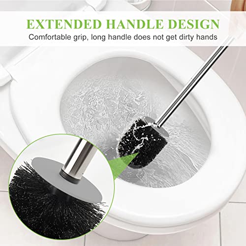 AONEZ Compact Toilet Brush & Holder, Stainless Steel Handle, Space Saving for Storage, Deep Cleaning, Drip-Proof, Easy to Assemble, Nylon Bristles, White & Grey by AONEZ - Image 4