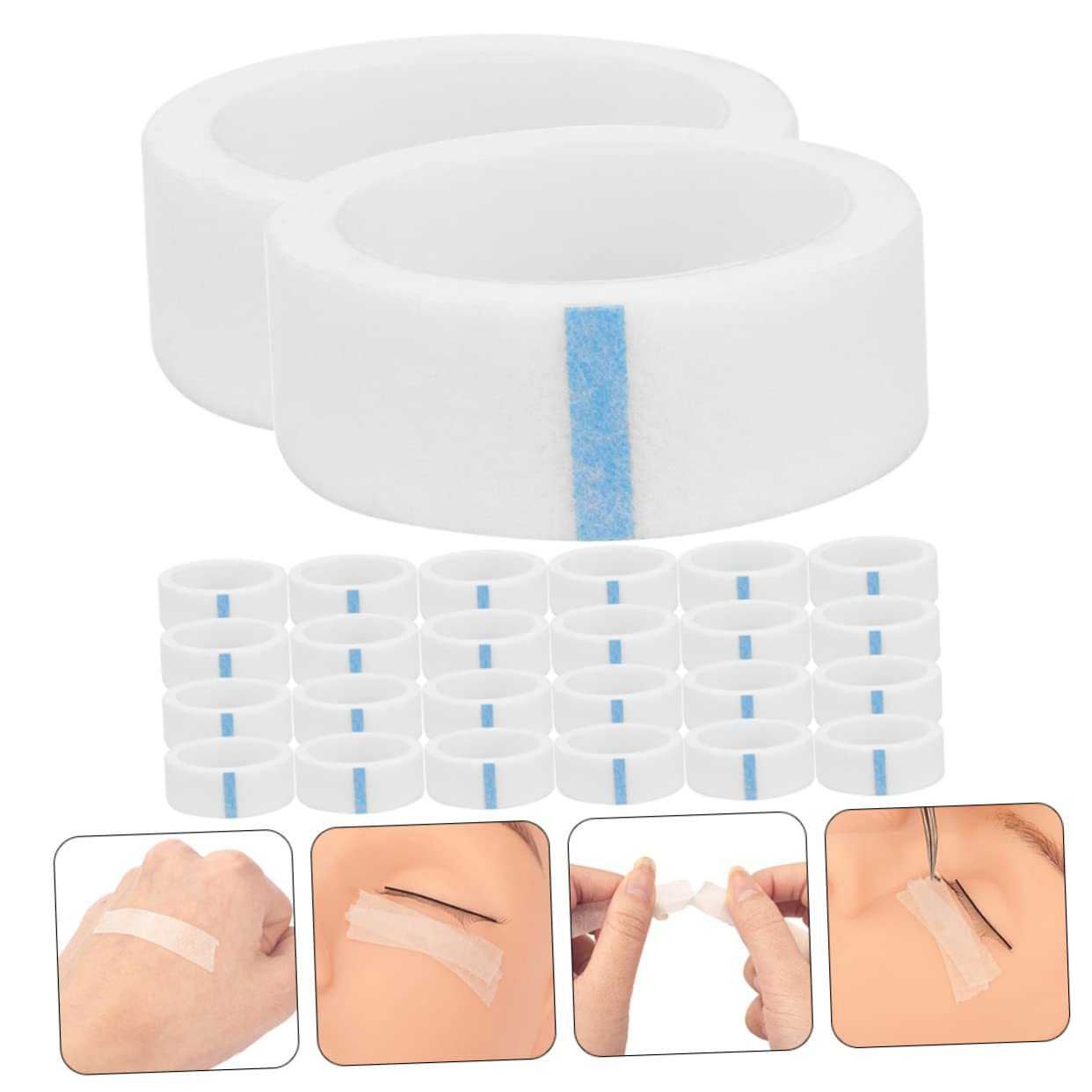 POPETPOP 40 Rollos cinta colorida extensiones de pestañas suministros cinta de extensión de pestañas suministros de extensión de pestañas respirable cinta adhesiva extender tela no tejida