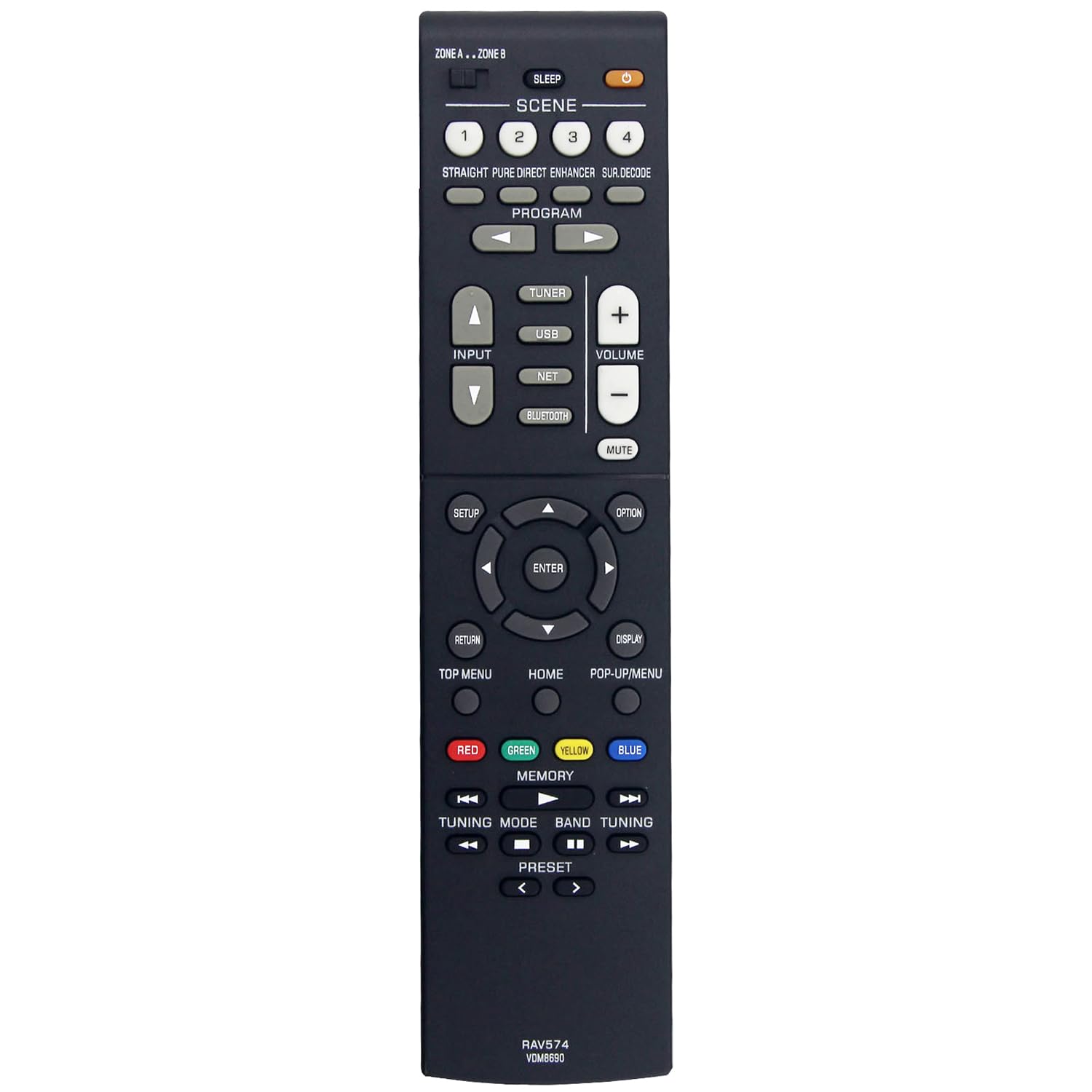 RAV574 VDM8690 Remote Control Replacement for Yamaha AV Receiver