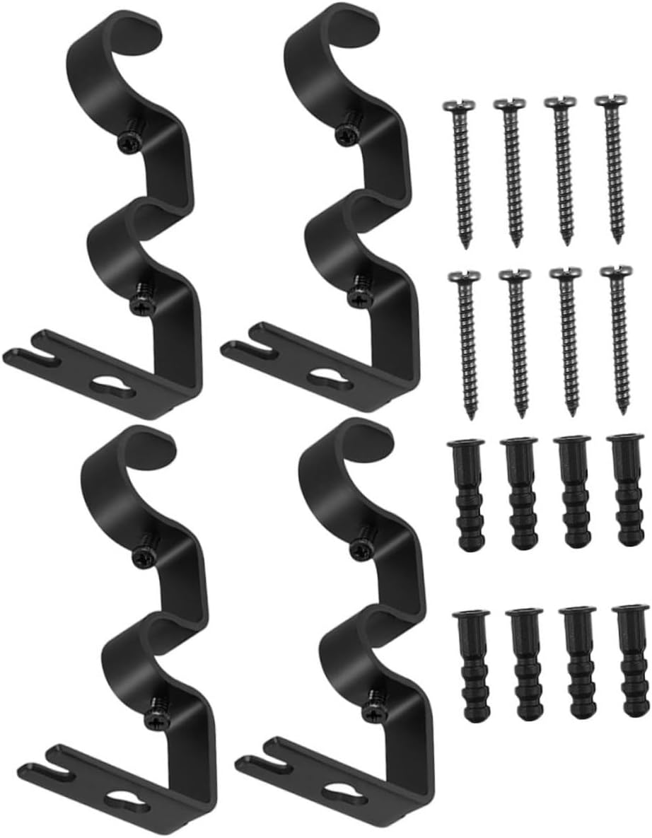 Adjustable Curtain Rod Brackets Heavy Duty Telescopic Wall Mounted Holders 4-Piece Set for Universal Use Metal Construction Suitable for Drapes and Blinds