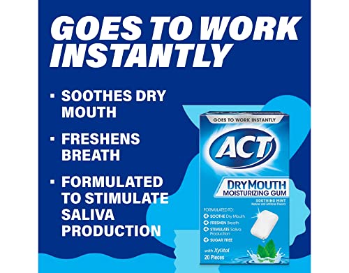 Act Dry Mouth Moisturizing Gum, Soothing Mint, Sugar Free, 20 Count (Pack Of 2) #TOP6