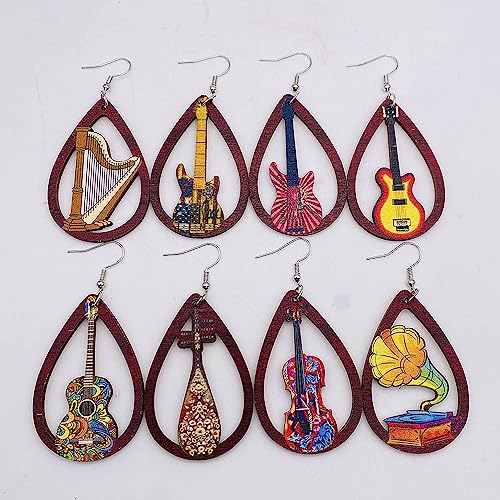 Personal Guitar Dangle Earrings Musical Instrument Wood Earrings for Women Music Lovers Teacher Jewelry3