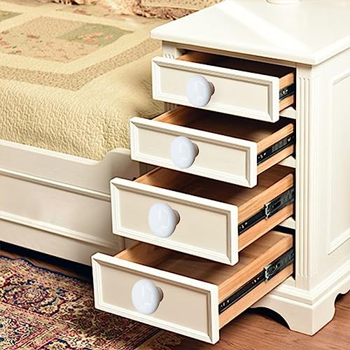 Image of 6PCS White Glossy Ceramic Knobs Button Round Mushroom Cabinet Dresser Vintage Pulls Door Handles Cupboard Wardrobe Drawer, Dia. 1.26 inch 32mm