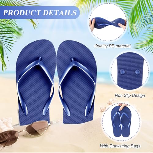 Image of Unittype Flip Flops Bulk for Wedding Guest Slippers Wedding Flip Flops with Cards Bags for Pool Beach Party