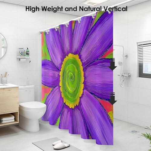 Rideau de bain fleurs abstraites violettes pour baignoire - 4
