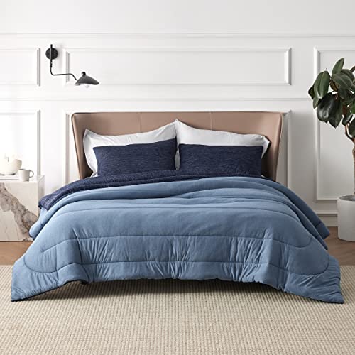 Image of Bedsure Full Comforter Set - Cooling and Warm Bed Set, Navy Blue Reversible Bedding for All Season, 3 Pieces, 1 Full Size Comforter (82 inchx88 inch) and 2 Pillow Cases (20 inchx26 inch)