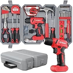 Hi-Spec Juego de Herramientas con Destornillador Electrico/Taladro 8V. 57 Piezas. Maletin de Herramientas de uso Múltiple para Bricolaje, Reparacion y Mantenimiento Hogar. Con Estuche de Transporte