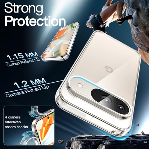 Image of JETech Cover Case for Google Pixel 9 /9 Pro 2024, Non-Yellowing Shockproof Bumper Protective Phone Cover, Anti-Scratch Hard PC Back (Clear)