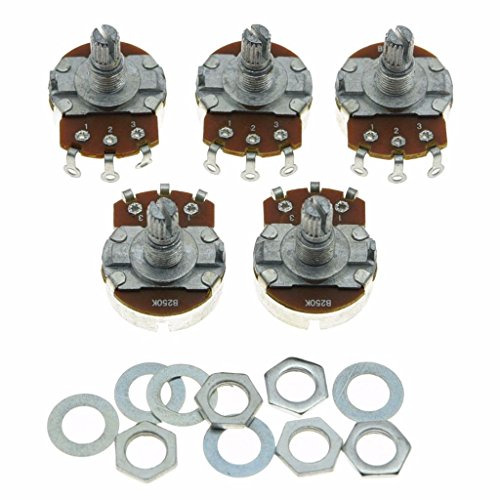 Dopro 5pcs Linear Guitar Pots Volume B250K Electric Guitar Large Pots 24mm Base with Short Split Shaft Guitar Potentiometer B250K