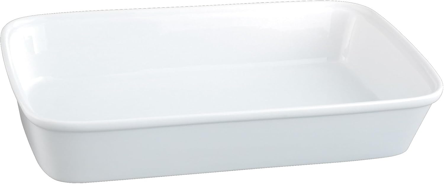HIC Kitchen Rectangular Lasagna Pan with Handles, Fine White Porcelain, 13 x 9 x 2.5-Inches