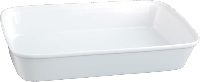 HIC Kitchen Rectangular Lasagna Pan, Fine White Porcelain, 13 x 9 x 2.5-Inches