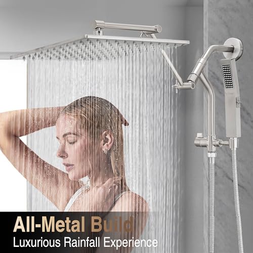 Image of All Metal 12 inch Luxurious Rain Shower Head with Handheld Spray, Power Jet