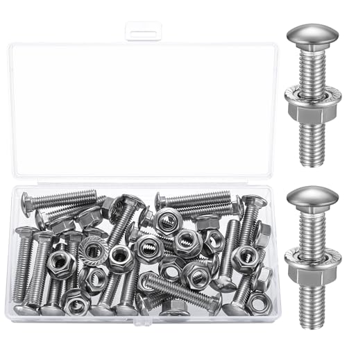 21 Stk M8 Schlossschrauben M8x40mm, Schlossschrauben Muttern Set, Torbandschrauben, Flachrundkopfschrauben mit Vierkantansatz, DIN 603 Halbrundkopf Vierkantschlossschrauben mit Flanschmuttern