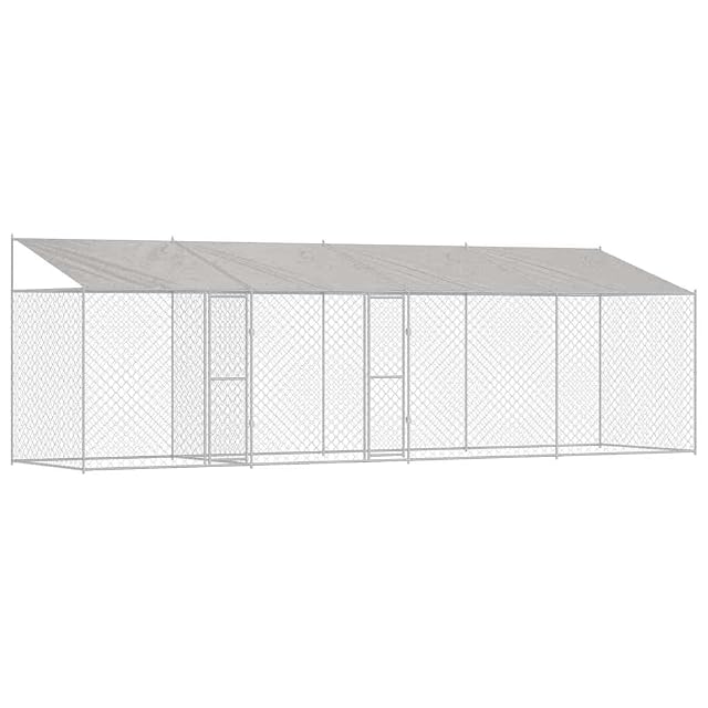 vidaXL Jaula para Perro con Techo Plateado 800 x 200 x 256 cm