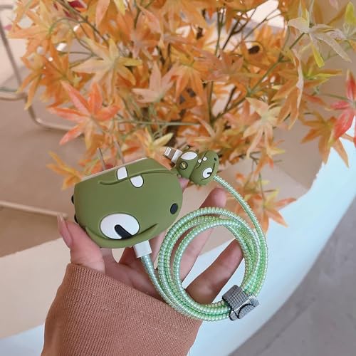 Image of Cartoon 3D Design Protective Case Compatible with Apple 18W - 20W USB-C Power Adapter Charger, Protective Cover for iPhone 18W & 20W Power Adapter Charger with Wire Saver. (Dino)