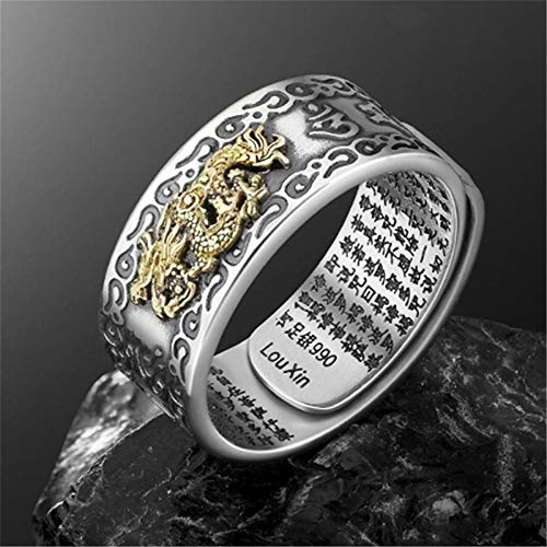 Anel ajustável FENG Shui PIXIU MANI Mantra Proteção Riqueza, Pixiu Charms, Anel Feng Shui Amuleto Ri