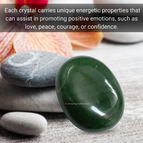 Image of Amazing Gemstone Dark Green Aventurine Crystals and Healing Stones - Large Palm Stone Crystals Piedra - Crystal for Good Luck, Positive Energy, Meditation - Unique Stocking Stuffers, Gifts for Women