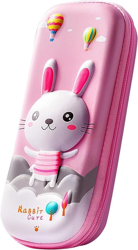 Image of 3D Pink Rabbit Pencil Case Pencil Pouch Waterproof Pencil Box Bag for Kids Girls School Students, (Small Pink Rabbit)