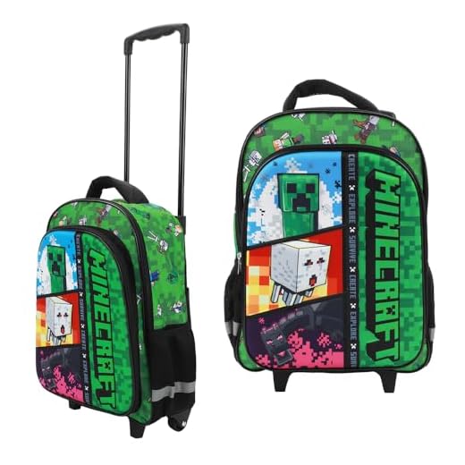 Best traveler's backpack minecraft Rolling Minecraft Backpack with Adjustable Handle