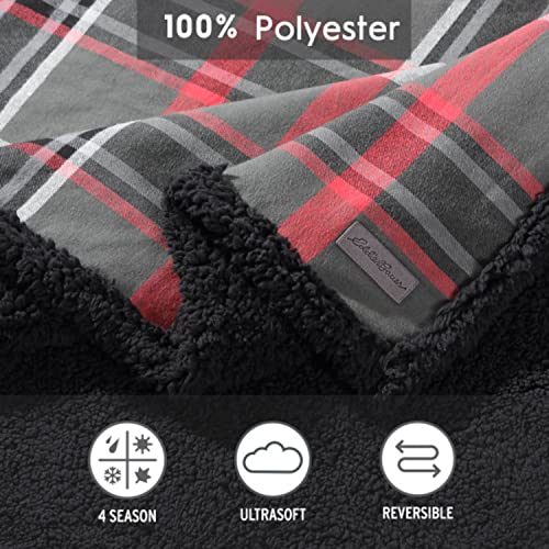 Image of Eddie Bauer - Blanket, Super Soft Reversible Sherpa & Brushed Fleece Bedding, Throw Blankets for Couch, Ideal for Lounging (Winslow Charcoal)