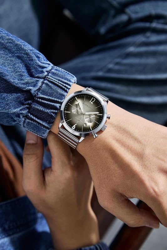 Image of Giordano Analog Chronograph Watch for Men - Round Dial, Date Display Function, Quartz Movement, Water Resistant, Stainless Steel Case & Strap - GZ-50153