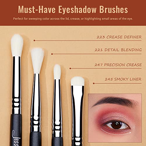Jessup Eyeshadow Brush Set 11Pcs Eye Makeup Brushes Set Professional Eye Shadow Brush Blending Brush Shader Crease Brush Black T340 #TOP4