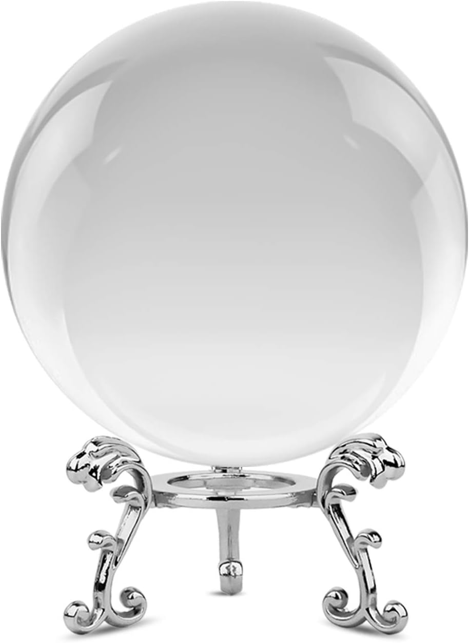 Clear Crystal Ball with Metal Stand, Ball Lens Art Decor K9 Crystal