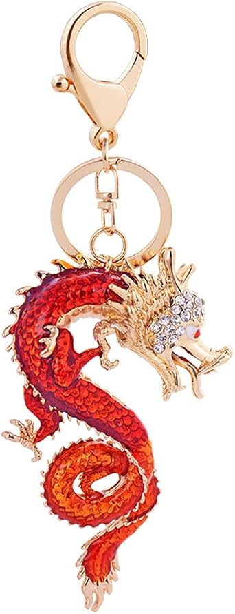 Chinese Dragon Keychain Alloy Pendant Zodiac Bag Charm 4.05In Stylish Keyring for Women and Men Home Decor Accessory