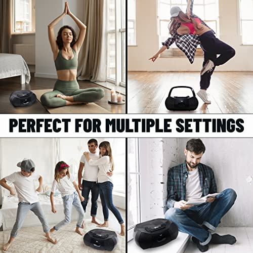 Tyler Portable Boombox Cd Player And Cassette Player Combo Am/Fm Radio Cd Players For Home/Outdoor Portable Dynamic Stereo With Speakers Builtin Antenna For Best Reception Aux Input/2 Headphone Jacks #TOP5