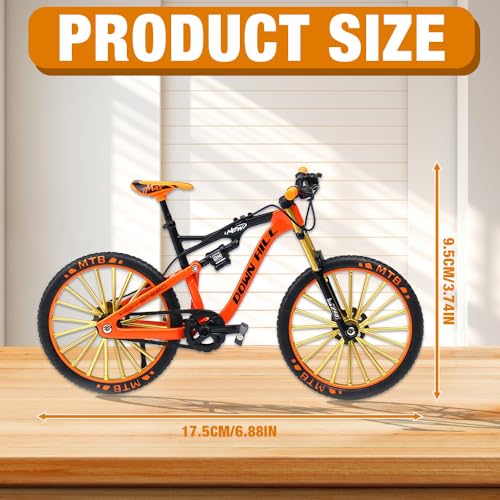 LYPPUL Model roweru na palec, model roweru górskiego 1:10, zabawka, mini model roweru, model roweru, dekoracja do salonu, dekoracja stołu, biura, dla miłośników jazdy na rowerze (pomarańczowy)