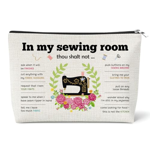 Funny Sewing Lovers Gift Makeup Bag Sewing Gifts for Women Quilting Gifts for Quilters Cosmetic Bag Seamstress Gift Christmas Valentines Day Birthday Present for Girlfriend Mother Grandma Friends
