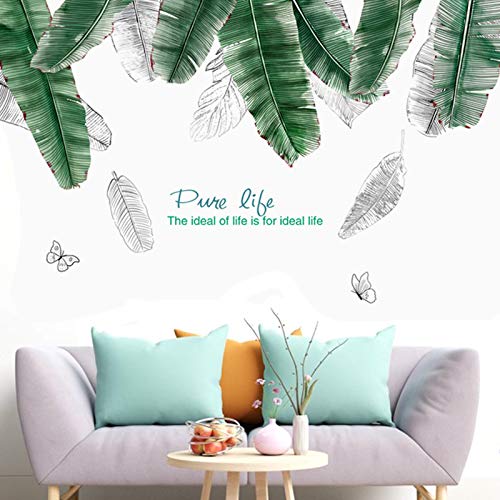 Adhesivo decorativo para pared, diseño de hoja de plátano, elegante hoja de planta, para niños y niñas, decoración de sala de guardería o aula