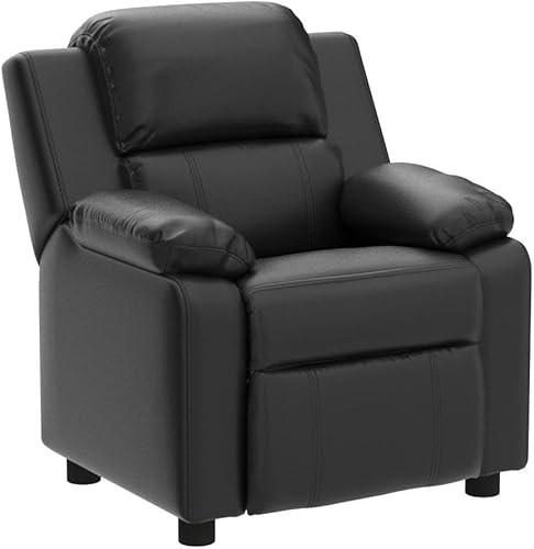 Miniatura 5 de ReunionG Sofá reclinable para niños, sillón de cuero para niños con reposapiés, reposacabezas, silla reclinable de juegos para sala de estar,