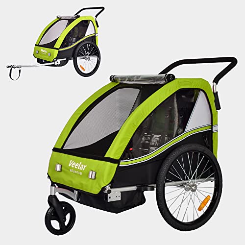 Tiggo VS 2 in 1 Kinderanhänger Fahrradanhänger Anhänger mit Buggy Set Jogger 50202-02 grün