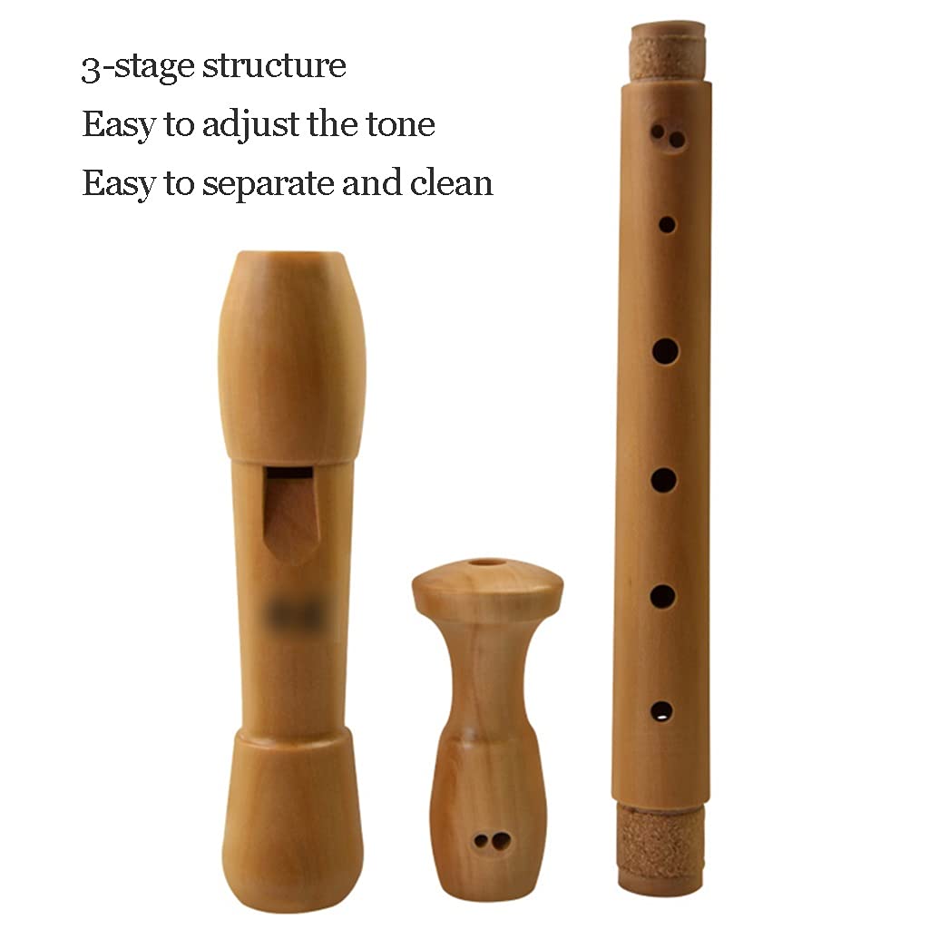 Flûtes à Bec Flûte À Bec Bois Baroque Alto Baroque Adulte À 3 Segments,Flûte 8 Trous Détachable en Érable F Allemand,avec Sac Rangement,Bâton Nettoyage Et Lanière