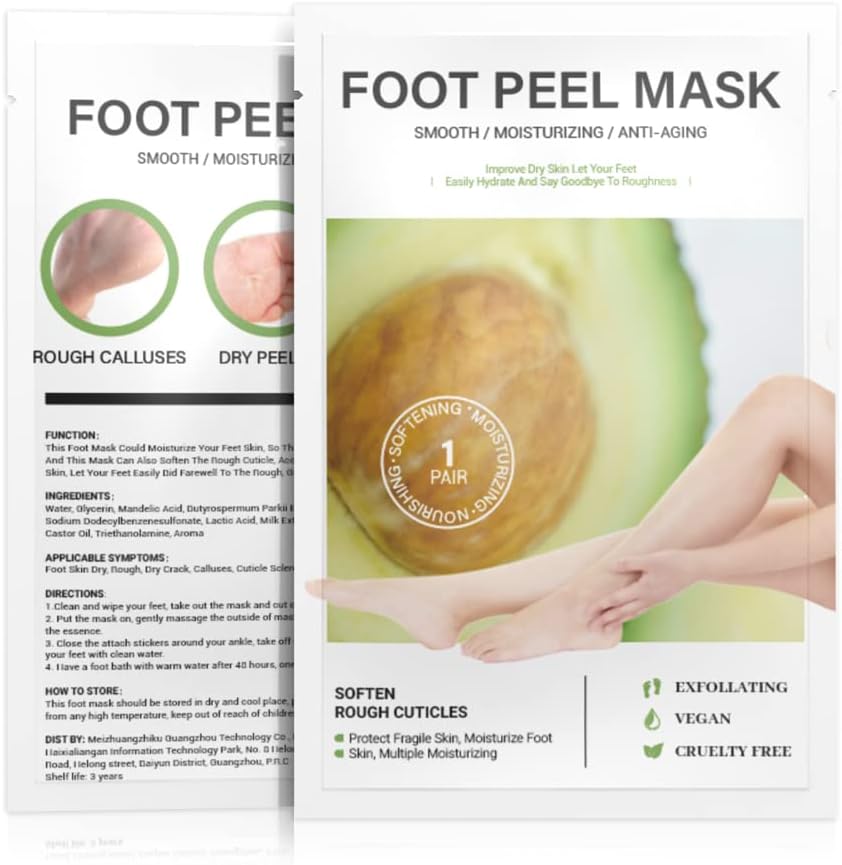 Foot Peel Mask for Dry Cracked Feet(1 Pair) - Exfoliating Feet Mask Peel with Natural Avocado Extract for Dry,Cracked Heels and Removing Dead Skin F