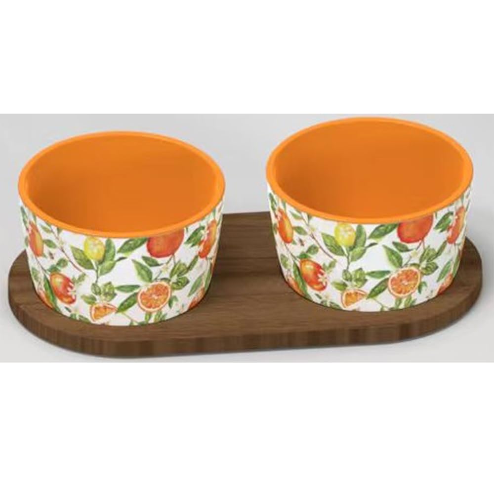 The Leonardo Collection Orange & Lemons Snack Bowls Tray Oranges & Lemons Jennifer Rose Stoneware For Home And Restaurants | Microwave & Dishwasher Safe Everyday Crockery For Cereal, Noodle, And Fruit
